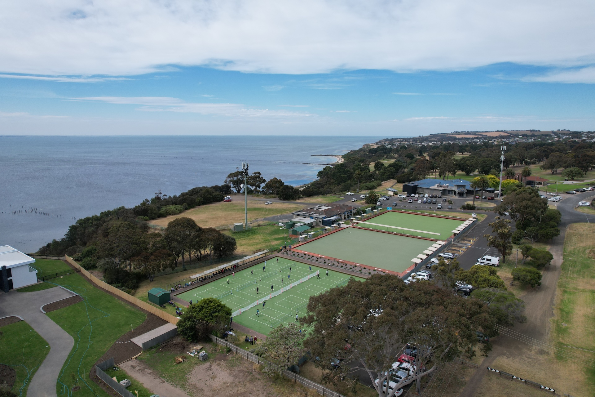 Outdoor Courts in Clifton Springs with a view of the Bay